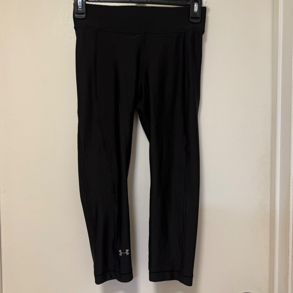 Under Armour HeatGear Compression Crop Leggings Black Athletic Womens SM